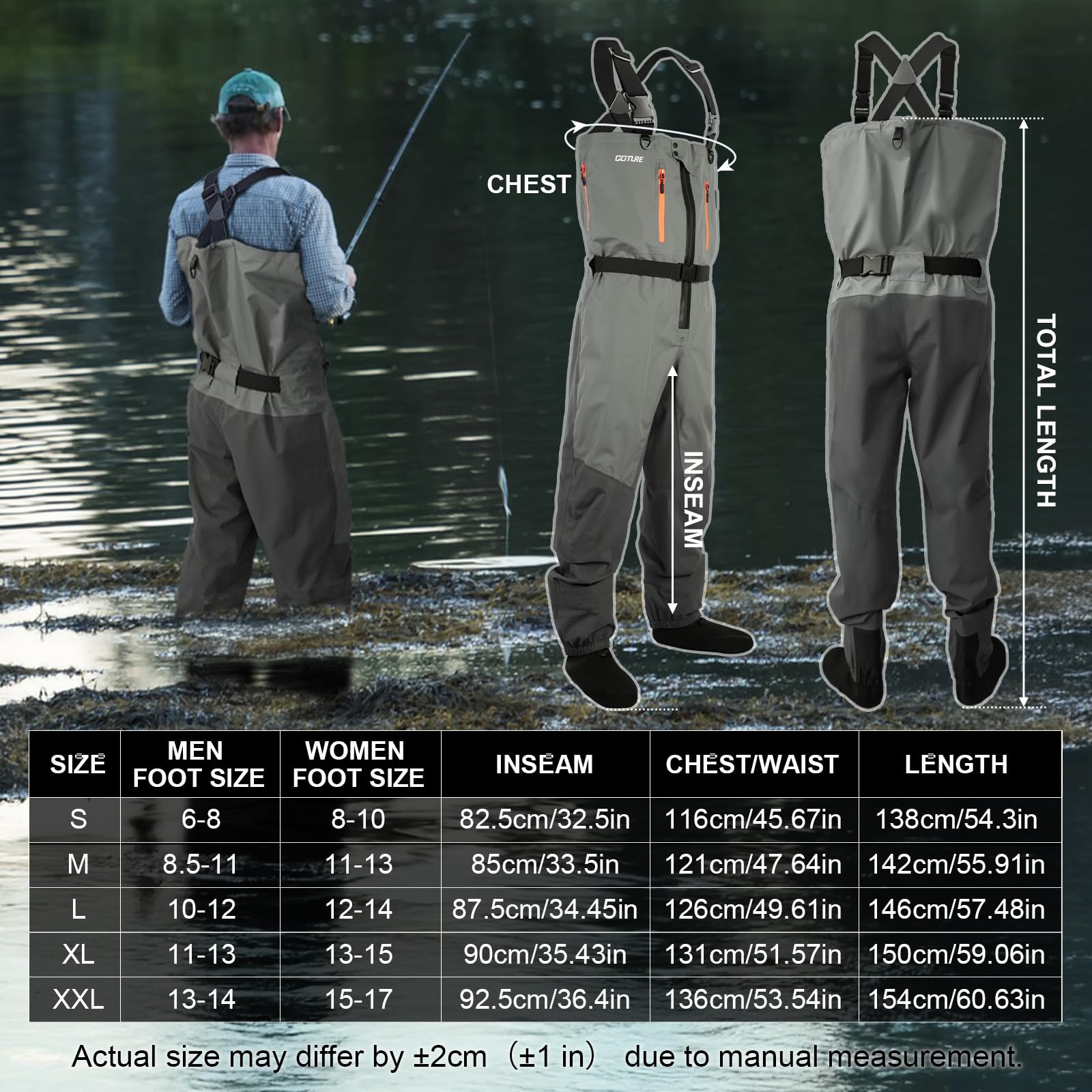 Goture 5 Lapis Tahan Air Meman - Fishing Waders ulasan dan harga