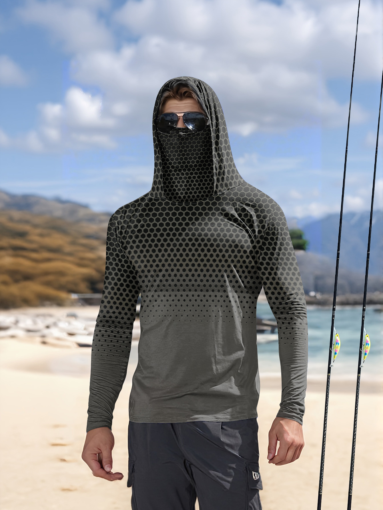 Kaos Pancing Pria Berkerudung  - Fishing Shirt Uv Protection ulasan dan harga